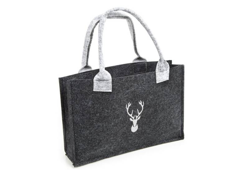 Logbuch-Verlag Geschenkbox Filztasche Geschenktasche grau aus Filz 29 x 20 x 7,5 cm mit Hirsch von Logbuch-Verlag
