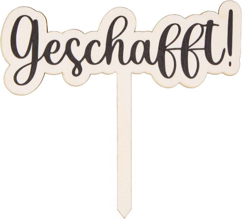 Logbuch-Verlag Geschenkbox Geschafft Cake Topper 15 x 21 cm (1 St), Tortendeko Holzstecker von Logbuch-Verlag