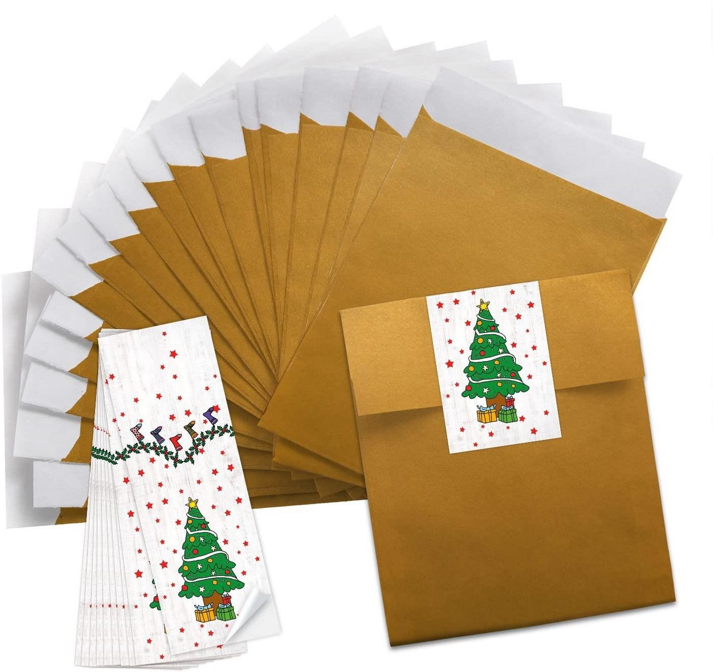 Logbuch-Verlag Geschenkbox Goldene Mini-Papiertüten mit Weihnachtsaufklebern – 13 x 18 cm oder Logbuch-Verlag Geschenkbox Goldene Mini-Papiertüten mit Weihnachtsaufklebern – 13 x 18 cm oder von Logbuch-Verlag