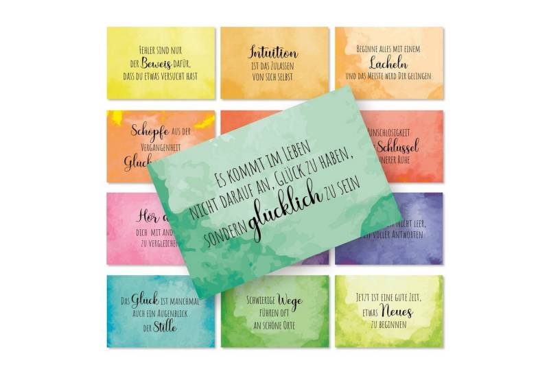 Logbuch-Verlag Geschenkbox Motivationskarten Regenbogen 8,5 x 5,5 cm (38 St), 38 bunte Sprüchekarten Affirmation von Logbuch-Verlag
