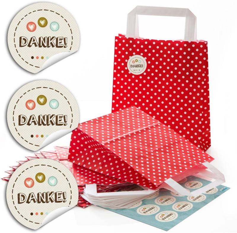 Logbuch-Verlag Geschenkbox Rote Papiertüten 18 x 8 x 22 cm – Geschenk-Tüten mit Aufklebern für von Logbuch-Verlag
