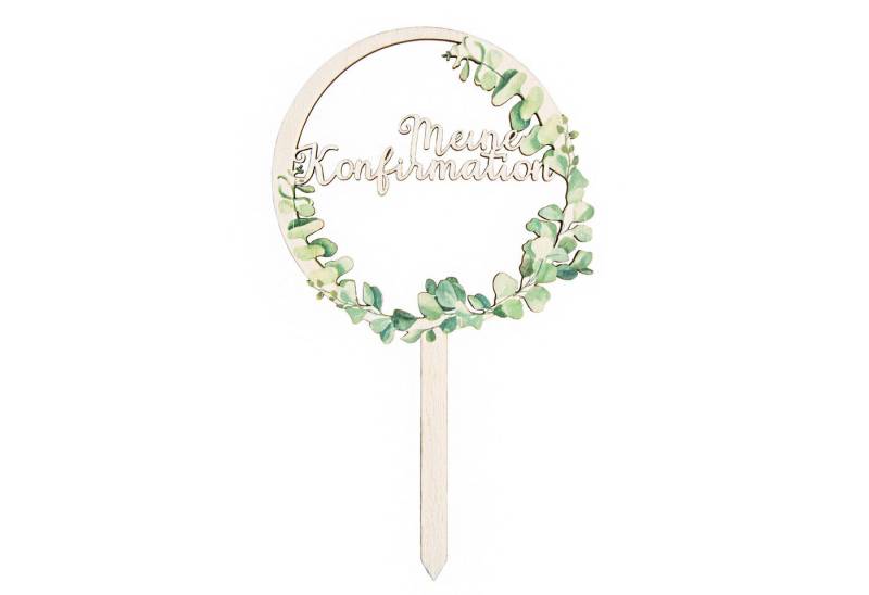 Logbuch-Verlag Geschenkbox Tortendeko Konfirmation Caketopper Eukalyptus (1 St), Kuchenstecker für Junge & Mädchen von Logbuch-Verlag