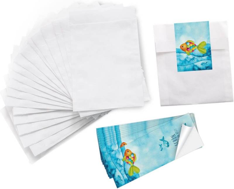 Logbuch-Verlag Geschenkbox Weiße Flachbeutel 13 x 18 cm + Aufkleber 5 x 15 cm – von Logbuch-Verlag