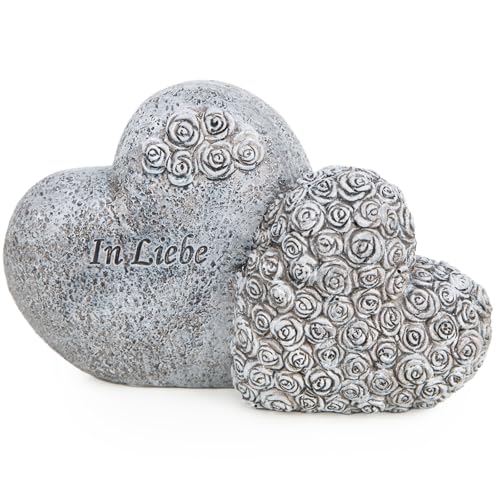 Logbuch-Verlag Grabdeko Zwei verbundene Herzen mit Inschrift In Liebe Trauer Friedhof Grabschmuck 20 x 8 x 13 cm von Logbuch-Verlag