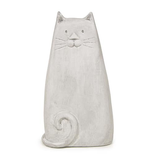Logbuch-Verlag Große Katze 30 cm Deko Figur Garten aus Keramik grau Beton-Optik Dekokatze Geschenk Geburtstag für Katzenliebhaber von Logbuch-Verlag