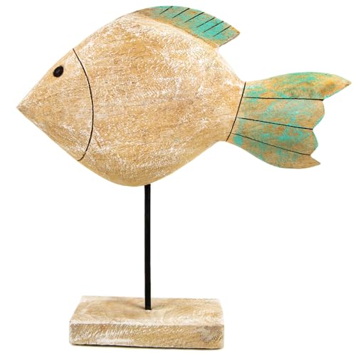 Logbuch-Verlag Großer Fisch aus Holz Figur 27 x 26 x 7 cm Deko Natur sommerlich und maritim Mint naturfarben Logbuch-Verlag Großer Fisch aus Holz Figur 27 x 26 x 7 cm Deko Natur sommerlich und maritim Mint naturfarben von Logbuch-Verlag