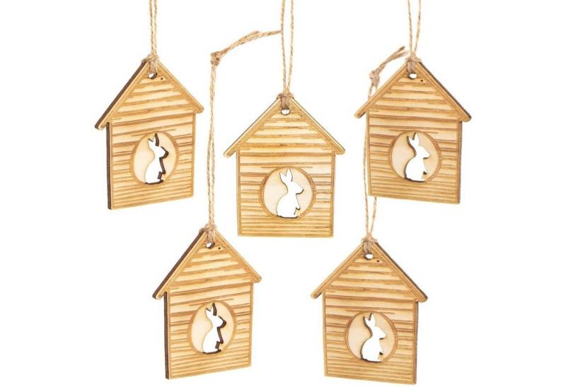 Logbuch-Verlag Dekofigur 5 kleine Osteranhänger Holzhäuschen mit Hase Natur 8 cm Logbuch-Verlag Dekofigur 5 kleine Osteranhänger Holzhäuschen mit Hase Natur 8 cm von Logbuch-Verlag