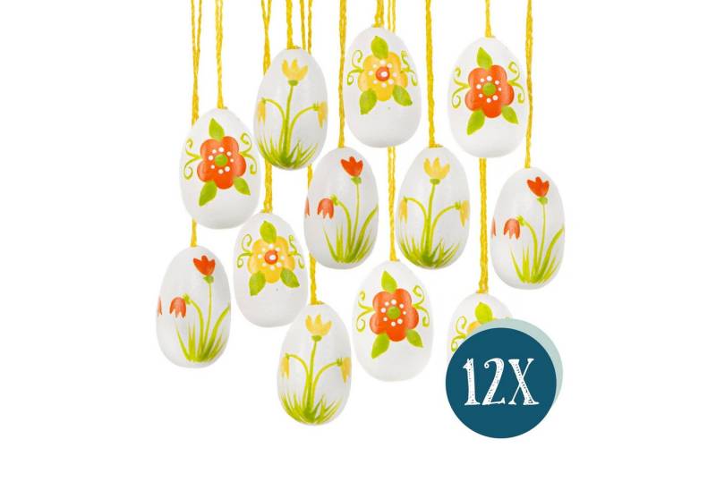 Logbuch-Verlag Dekofigur Kleine Ostereier zum Aufhängen, 12er Set: Osteranhänger aus Holz im von Logbuch-Verlag