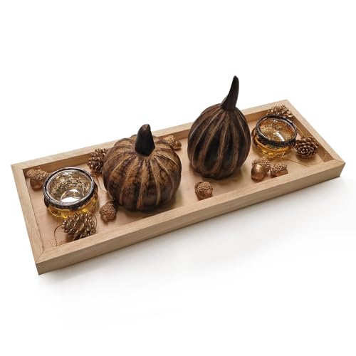 Logbuch-Verlag Herbstliche Deko mit Kürbissen, Eicheln und Teelichtgläsern in Naturfarben und Gold auf einem Holztablett 40 x 13 x 14 cm Logbuch-Verlag Herbstliche Deko mit Kürbissen, Eicheln und Teelichtgläsern in Naturfarben und Gold auf einem Holztablett 40 x 13 x 14 cm von Logbuch-Verlag