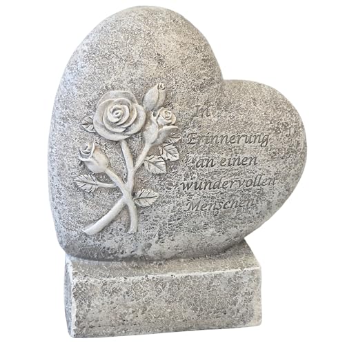 Logbuch-Verlag Herz Deko Grabstein mit Sockel 20 cm hoch – Trauerdeko mit Spruch „In Erinnerung an einen wundervollen Menschen Logbuch-Verlag Herz Deko Grabstein mit Sockel 20 cm hoch – Trauerdeko mit Spruch „In Erinnerung an einen wundervollen Menschen von Logbuch-Verlag