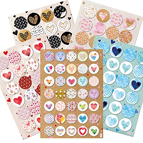 Logbuch-Verlag Herzaufkleber SET 131 Sticker mit Herzen Geburtstag Kinderaufkleber Valentinstag Liebe Etiketten bunt rund 4 cm von Logbuch-Verlag