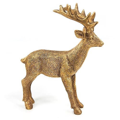 Logbuch-Verlag Hirsch Rentier Figur Gold Weihnachten Deko zum Hinstellen Weihnachtsdekoration Dekoobjekt 18 cm von Logbuch-Verlag