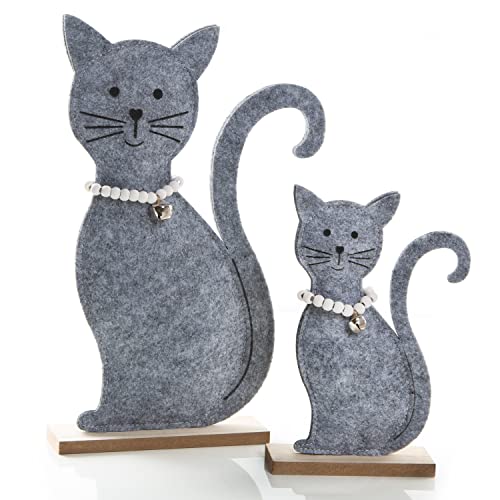 Logbuch-Verlag Katzen Figuren Set grau 18 + 29 cm Katzenfiguren Tierfiguren zum Hinstellen Geschenk für Katzenliebhaber Geburtstag von Logbuch-Verlag