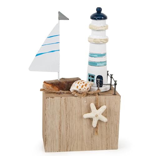Logbuch-Verlag Leuchtturm Deko Figur maritimes Dekoobjekt Segelboot Sommerdeko Badezimmer 16 cm von Logbuch-Verlag