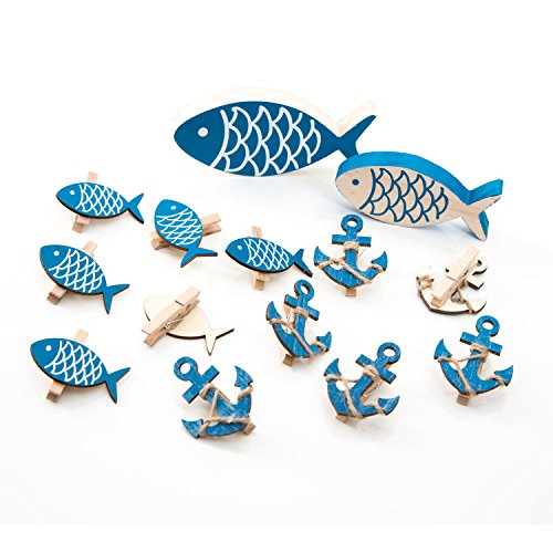 Logbuch-Verlag Maritime Deko Set Holzfische + Anker + Fische Klammern Zierklammern Tischdeko Sommer Geburtstag Meer Taufe Kommunion Logbuch-Verlag Maritime Deko Set Holzfische + Anker + Fische Klammern Zierklammern Tischdeko Sommer Geburtstag Meer Taufe Kommunion von Logbuch-Verlag