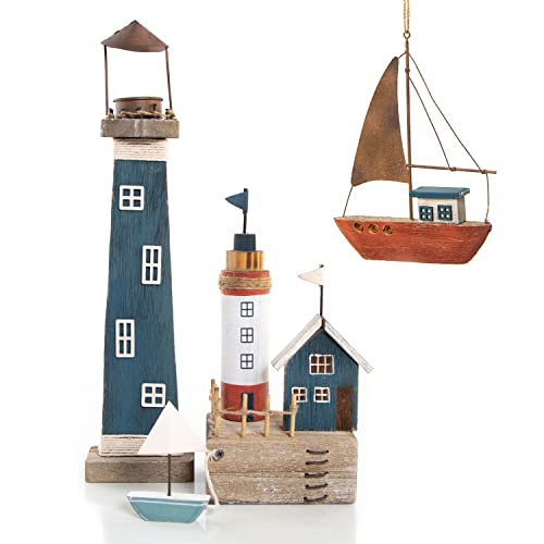 Logbuch-Verlag Maritime Deko aus Holz Leuchtturm Segelschiff Segelboote Hafenstadt Strandhaus Badezimmer von Logbuch-Verlag