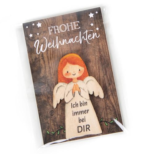 Logbuch-Verlag mini Schutzengel mit Karte Frohe Weihnachten kleines Geschenk Weihnachtsfeier für Kunden Kollegen Mitarbeiter 5,5 cm von Logbuch-Verlag