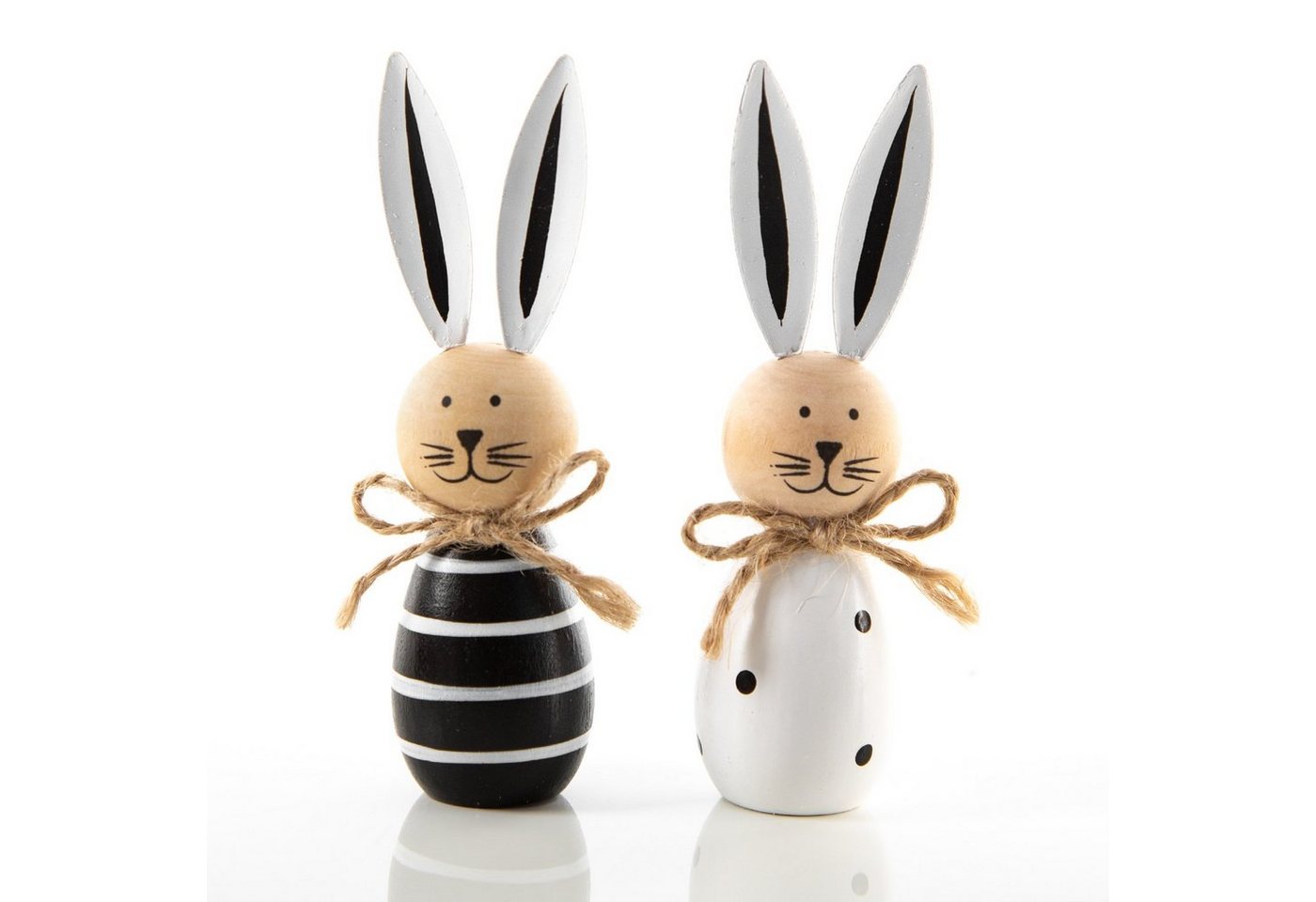 Logbuch-Verlag Osterfigur Hasen Paar schwarz weiß 2 Osterhasen aus Holz 10cm (2 St) von Logbuch-Verlag