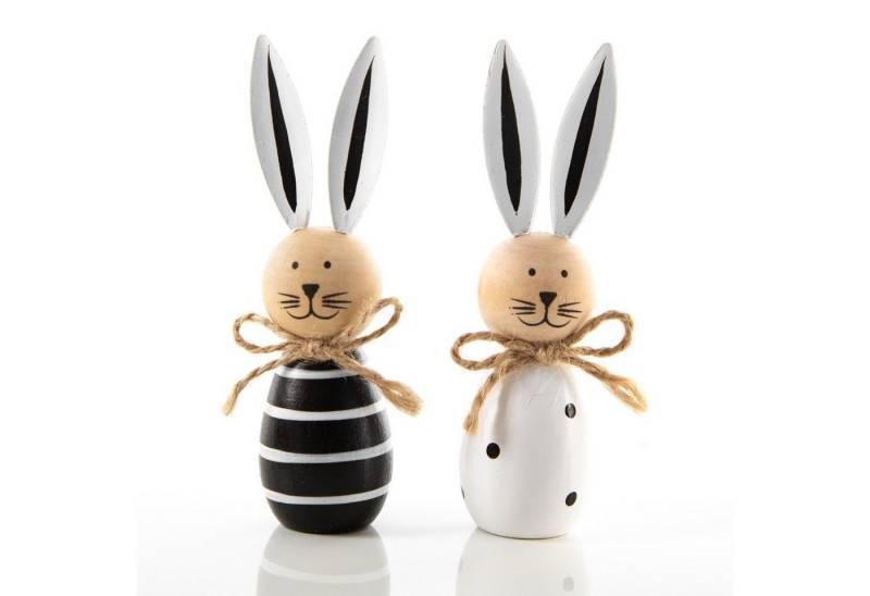 Logbuch-Verlag Osterfigur Hasen Paar schwarz weiß 2 Osterhasen aus Holz 10cm (2 St) von Logbuch-Verlag