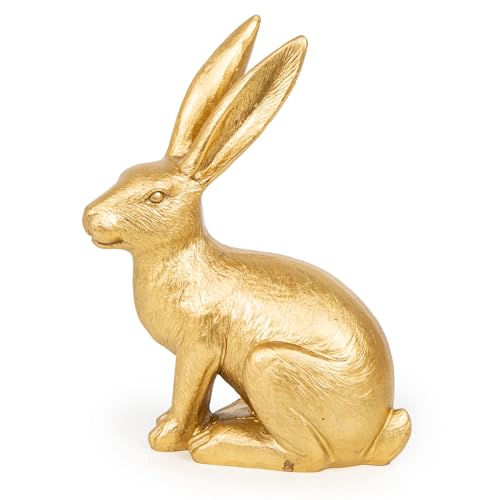 Logbuch-Verlag Osterhase Gold 22 cm zum Hinstellen Hasenfigur Osterdeko Ostern Dekofigur goldfarben von Logbuch-Verlag