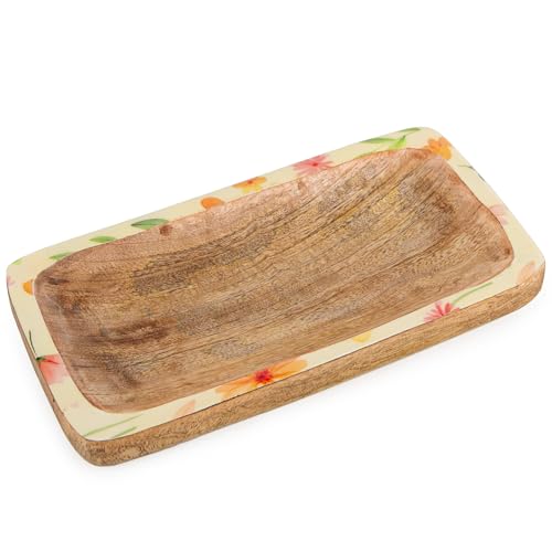 Logbuch-Verlag Ostern Dekoschale Holz mit Blumen Frühling Deko Tablett bunt Geschenk für Frauen Muttertag 25 x 13 cm Logbuch-Verlag Ostern Dekoschale Holz mit Blumen Frühling Deko Tablett bunt Geschenk für Frauen Muttertag 25 x 13 cm von Logbuch-Verlag