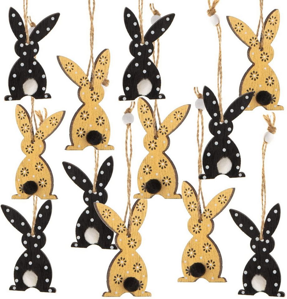 Logbuch-Verlag Osternest 12 Osterhasen schwarz Gold aus Holz 7 cm, mit Schnur und Bommel Logbuch-Verlag Osternest 12 Osterhasen schwarz Gold aus Holz 7 cm, mit Schnur und Bommel von Logbuch-Verlag
