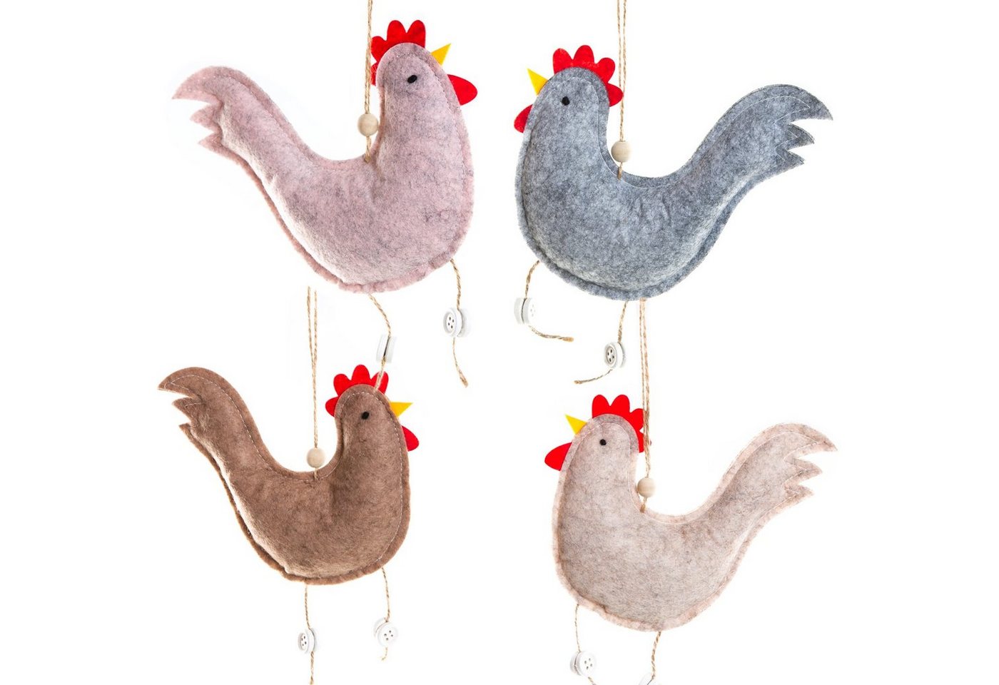 Logbuch-Verlag Osternest 4 Hühner aus Filz mit Schnur Osteranhänger 14x15cm, mehrfarbig Logbuch-Verlag Osternest 4 Hühner aus Filz mit Schnur Osteranhänger 14x15cm, mehrfarbig von Logbuch-Verlag