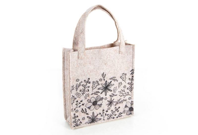Logbuch-Verlag Dekofigur Geschenktasche beige mit Blumen-Motiv 18x20x5cm Filz Tasche von Logbuch-Verlag