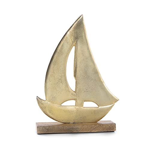 Logbuch-Verlag Großes Segelboot goldfarben Deko Schiff 32 cm Geschenk Geburtstag Hochzeit edel von Logbuch-Verlag