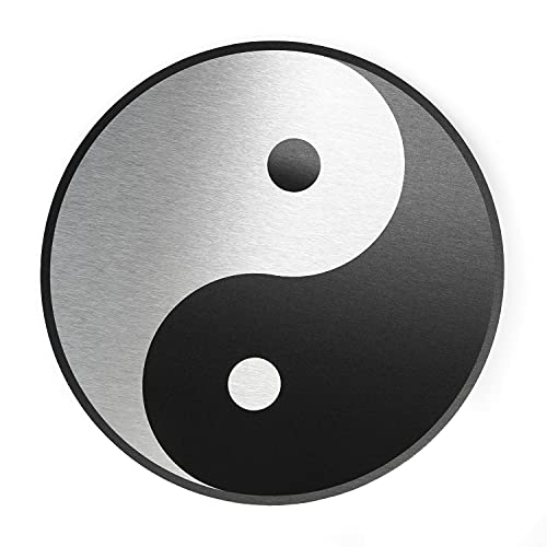 Logbuch-Verlag Schild Wandbild schwarz Silber Yin und Yang 25 cm Symbol Wanddeko Bild Geschenk Wand Deko Alu selbstklebend Achtsamkeit von Logbuch-Verlag