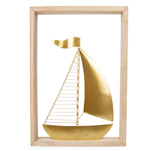 Logbuch-Verlag Segelschiff Bild elegantes Wandbild Schiff aus Metall gold weiß Geschenk Hochzeit Geburtstag Segelschiff maritime Wanddeko 24 cm von Logbuch-Verlag