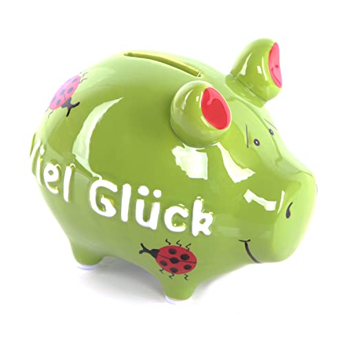 Logbuch-Verlag Spardose Viel Glück - Glücksschwein Sparschwein wiederverschließbar aus Keramik 12,5 cm von Logbuch-Verlag