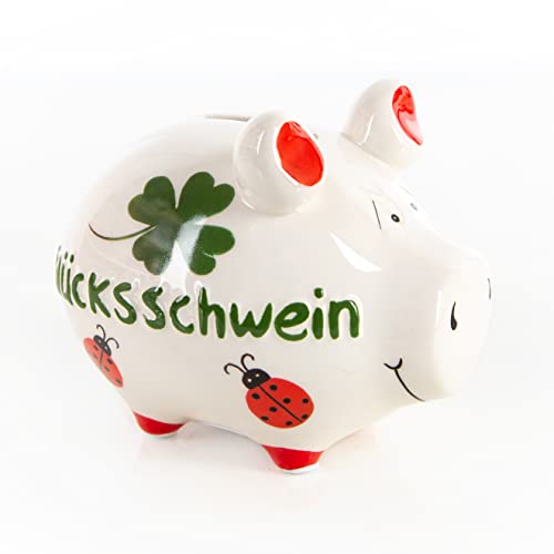 Logbuch-Verlag Sparschwein Glücksschwein aus Keramik 12,5 cm Glücksbringer Spardose Geschenk Silvester Neujahr von Logbuch-Verlag