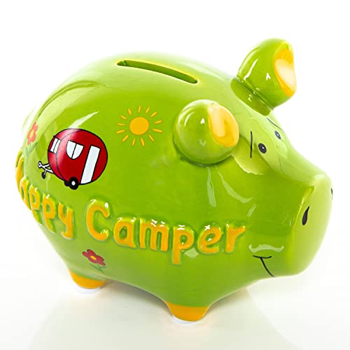 Logbuch-Verlag Sparschwein Camper Keramik Spardose Campingurlaub Reisekasse Geschenk Hochzeit Geburtstag 12,5 cm grün von Logbuch-Verlag