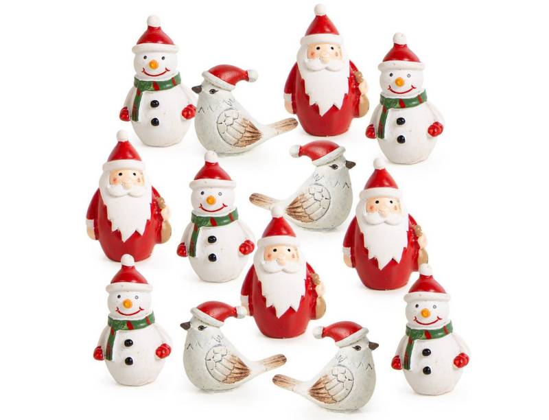 Logbuch-Verlag Streudeko 12 Weihnachtsfiguren Schneemann Nikolaus Vogel, (12-tlg), rot weiß 4-5 cm von Logbuch-Verlag