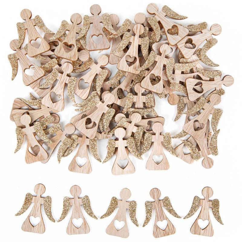 Logbuch-Verlag Streudeko Mini Weihnachtsengel aus Holz, 24 Stück, naturfarben mit gold Logbuch-Verlag Streudeko Mini Weihnachtsengel aus Holz, 24 Stück, naturfarben mit gold von Logbuch-Verlag