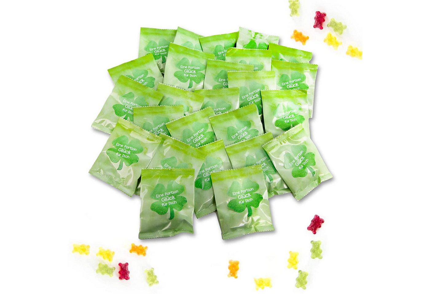 Logbuch-Verlag Dekofigur 25 kleine Fruchtgummi Päckchen Eine Portion Glück für dich von Logbuch-Verlag