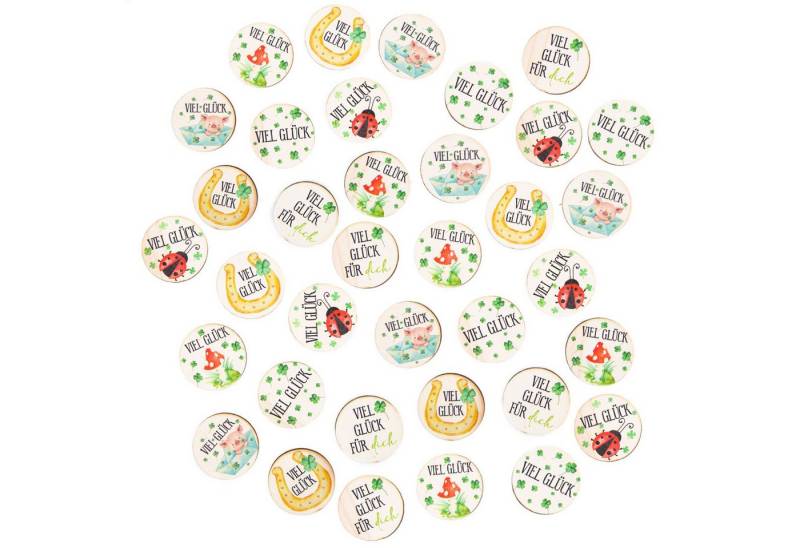 Logbuch-Verlag Dekofigur 36 Glücksbringer aus Holz Viel Glück Taler für Silvester Give-Away 4 von Logbuch-Verlag