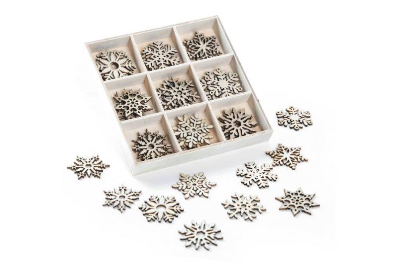 Logbuch-Verlag Dekofigur 45 kleine Schneeflocken zum Streuen - natur braun aus Holz von Logbuch-Verlag