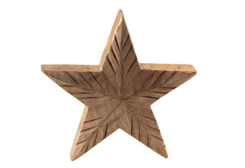 Logbuch-Verlag Dekofigur Deko Stern Holz 14 cm, Sternfigur aus Mangoholz mit Goldkante & von Logbuch-Verlag