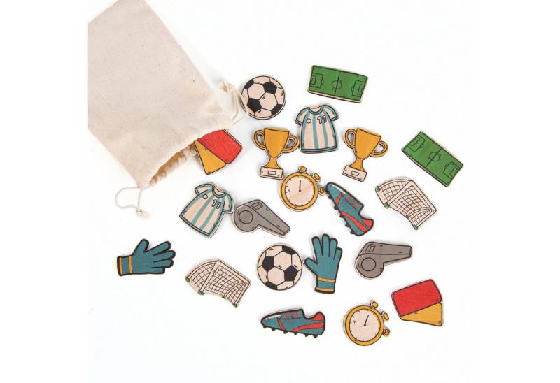 Logbuch-Verlag Streudeko Fußball Deko aus Holz 20 tlg., (20-tlg), Tischdeko Set Geburtstag EM 2024 von Logbuch-Verlag