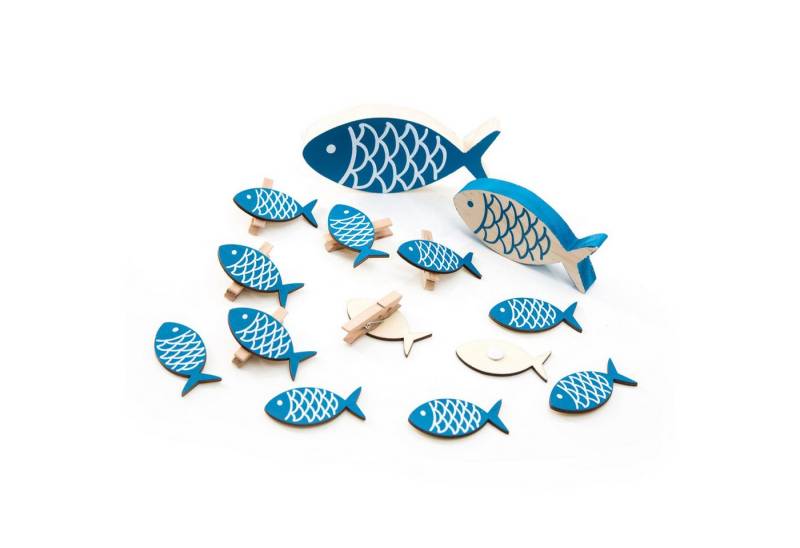 Logbuch-Verlag Dekofigur SET Tisch-Deko: 14 Teile Maritime Deko blau weiß: 6 kleine von Logbuch-Verlag