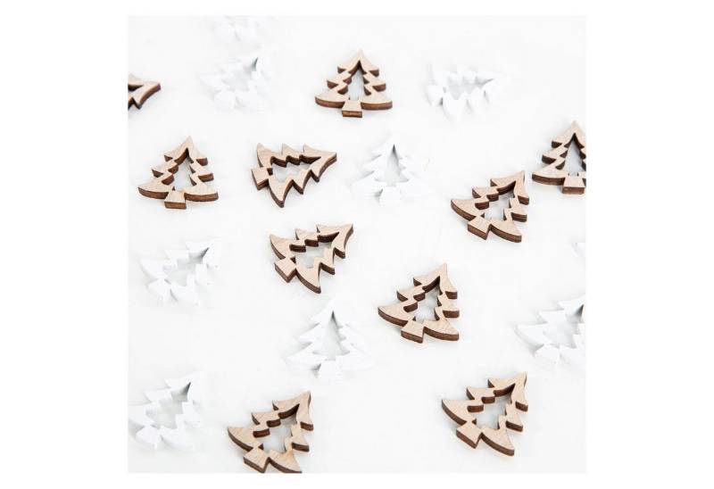 Logbuch-Verlag Dekofigur Weihnachtsdeko Set 24 Holz Streuteile Bäume weiß braun 3 cm von Logbuch-Verlag