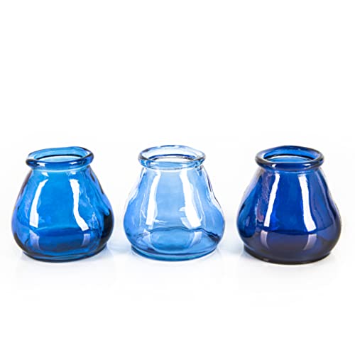 Logbuch-Verlag 3 kleine Vasen blau hellblau türkis Dekovase aus Glas Gefäß Windlicht als Tischdeko maritim Meer 9 cm von Logbuch-Verlag
