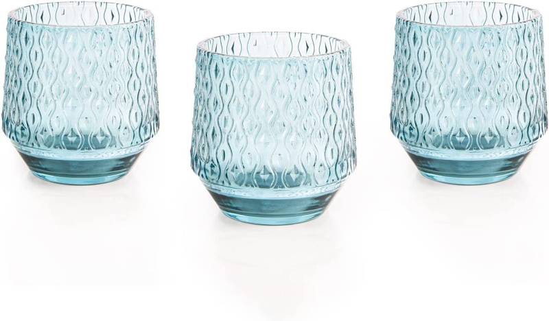 Logbuch-Verlag Teelichthalter Teelichtgläser blau 3er Set Windlicht Tischdeko (Set, 3 St), aus blauem Glas von Logbuch-Verlag