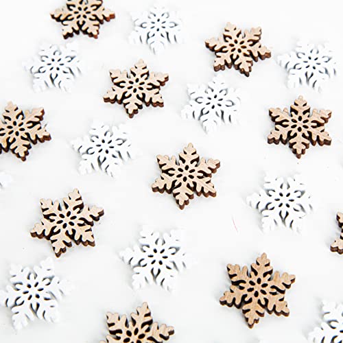 Logbuch-Verlag Tischdeko Weihnachten Set 24 Mini Schneeflocken aus Holz 2,5 cm Streudeko Basteln Weihnachtsdekoration von Logbuch-Verlag
