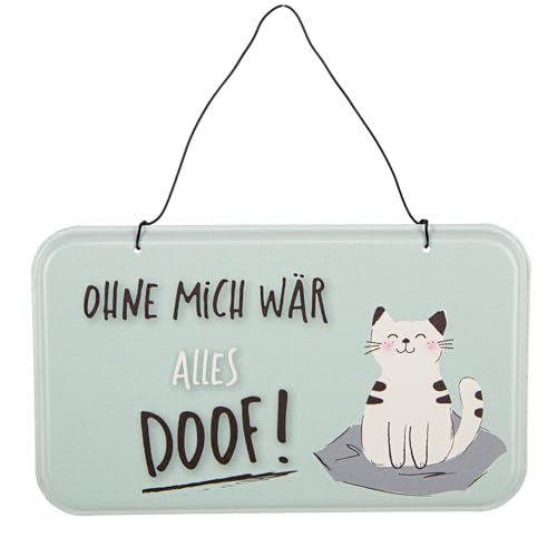 Logbuch-Verlag Türschild Deko Schild mit Katze "Ohne mich wär alles doof" aus Metall zum Aufhängen 20 x 12 cm Logbuch-Verlag Türschild Deko Schild mit Katze "Ohne mich wär alles doof" aus Metall zum Aufhängen 20 x 12 cm von Logbuch-Verlag