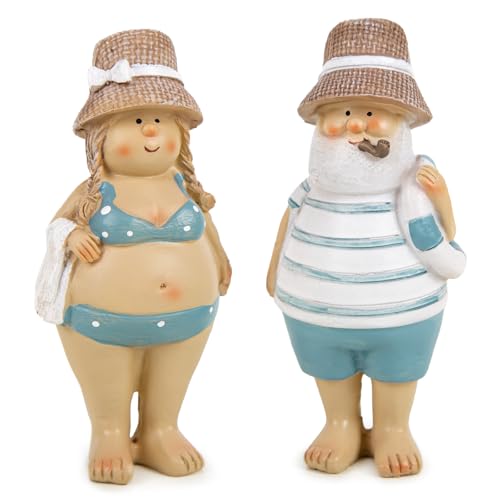 Logbuch-Verlag Urlauber Paar Liebe Figuren Set 2 Badeurlauber Mann & Frau Maritime Deko Sommer Baddeko 12,5 cm von Logbuch-Verlag