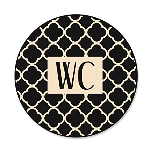 Logbuch-Verlag WC-Schild beige schwarz vintage Toiletten Schild Türschild neutral rund Ø 15 cm Alu Dibond von Logbuch-Verlag