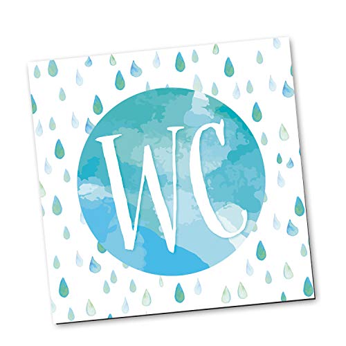 Logbuch-Verlag WC Schild blau weiß türkis Toilette Gäste-WC quadratisch 14 x 14 cm MIT KLEBEPUNKTE von Logbuch-Verlag